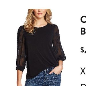 Lace sleeve stretch crepe blouse